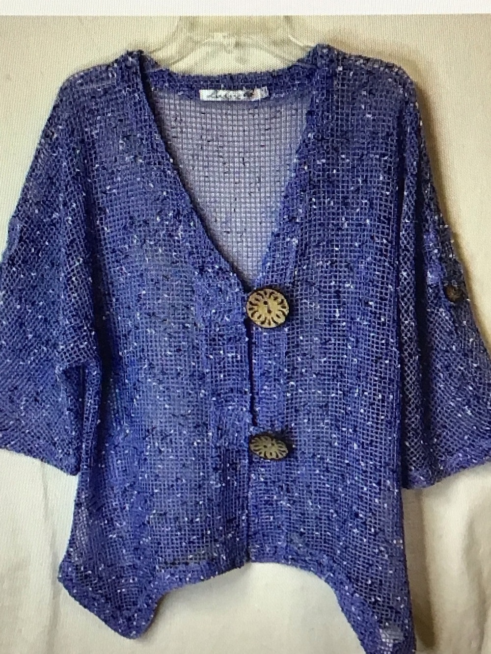 lululemon athletica Purple Open-Weave V-Neck Sweater with Decorative Buttons